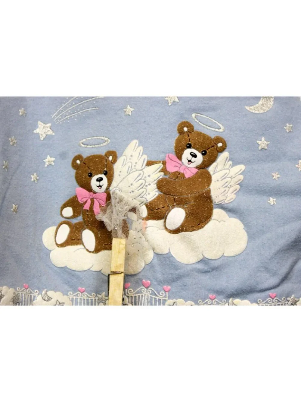 Spumoni 2pc Outfit Lg 4T Teddy Bear Angel Clouds Stars Sweatshirt Pants